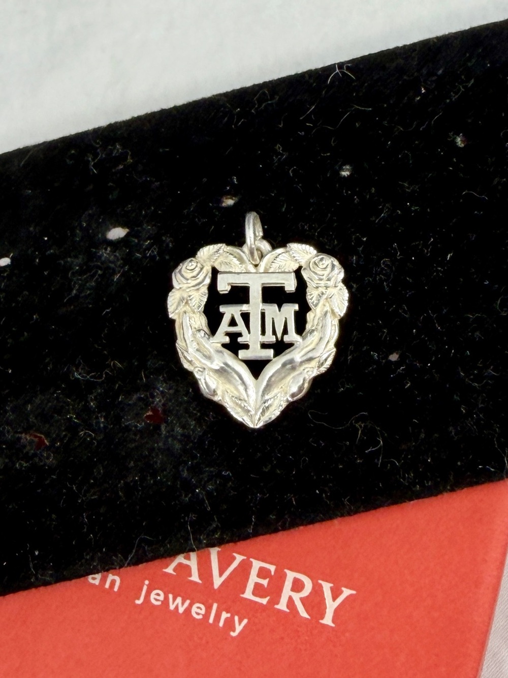 JAMES AVERY Sterling Silver Texas A & M Aggies Flower Heart Vine Charm Pendant
